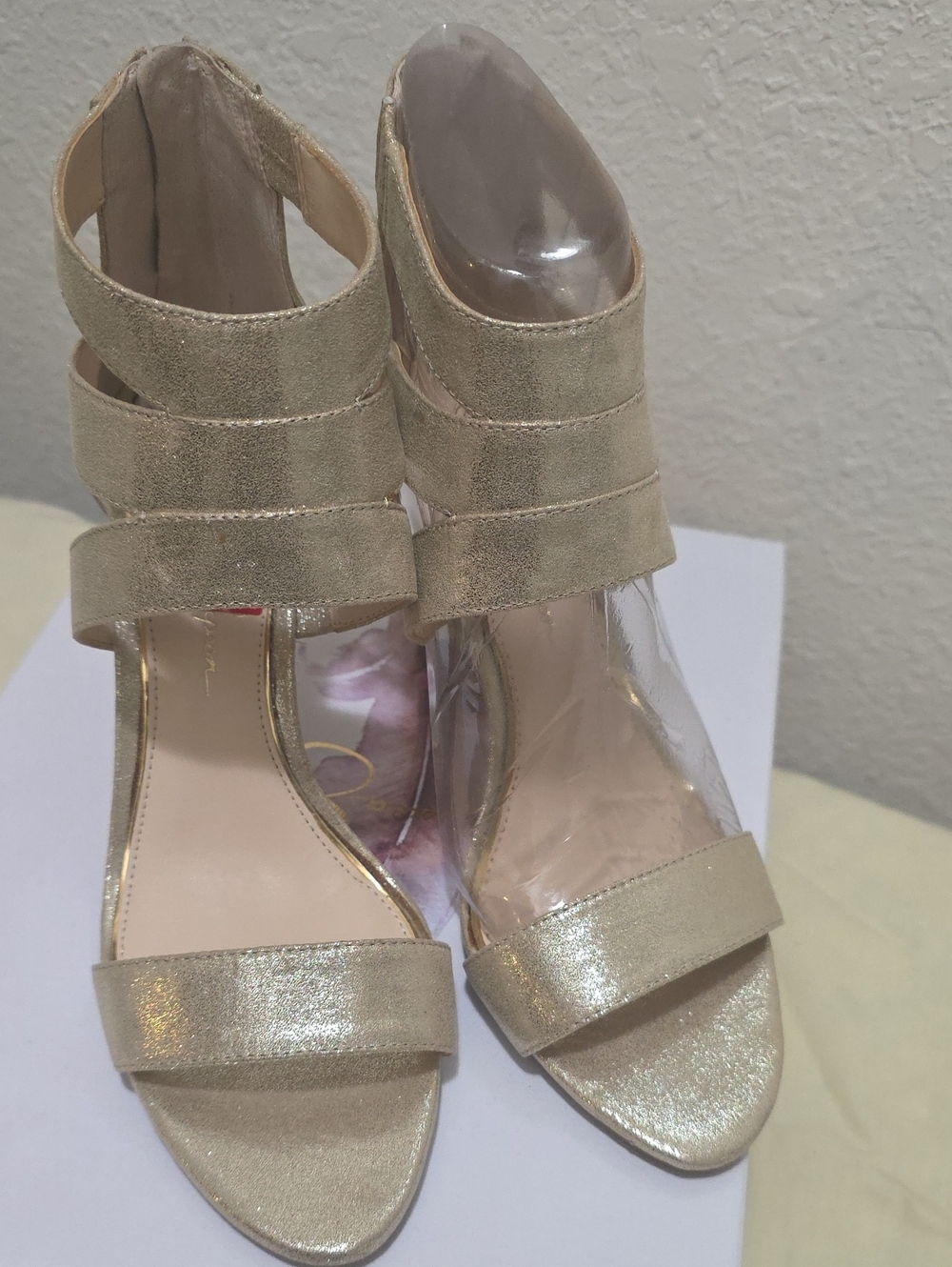 Jessica Simpson Metallic Gold Strappy High Heel Sandals